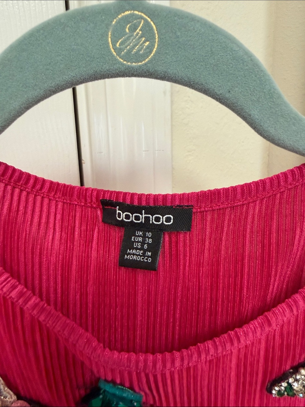 Boohoo Fuchsia Embellished Ribbed Long Sleeve Maxi Dress - Picture 3 of 8